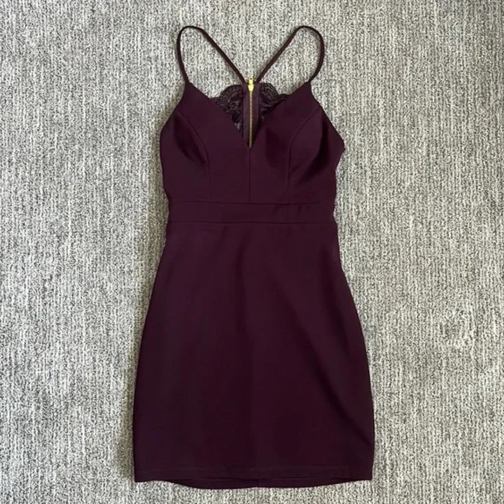 Wine/plum Bodycon Dress with Lace Back